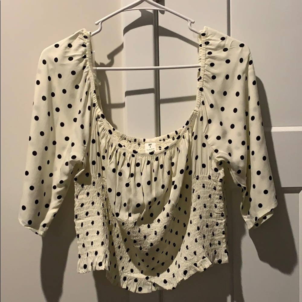 Smocked polka dot smocked top